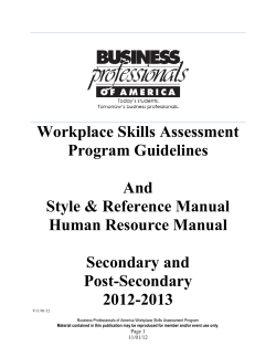 Workplace Skills Assessment Program Guidelines  And
