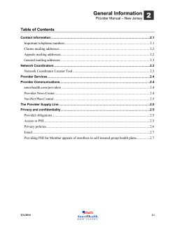 2 General Information Table of Contents
