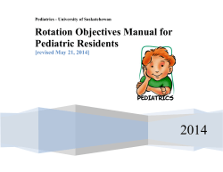 2014 Rotation Objectives Manual for Pediatric Residents