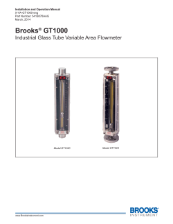 Brooks GT1000 Industrial Glass Tube Variable Area Flowmeter GT1000 Series