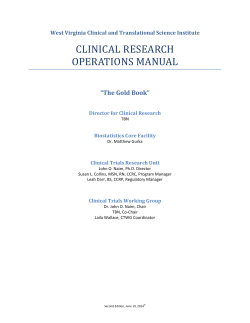 CLINICAL RESEARCH OPERATIONS MANUAL  “The Gold Book”