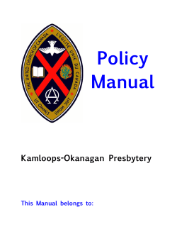 Policy Manual Kamloops-Okanagan Presbytery