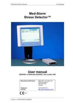 Med-Storm Stress Detector™ User manual