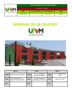 MANUAL DE LA CALIDAD  Universidad Politécnica del Valle de México