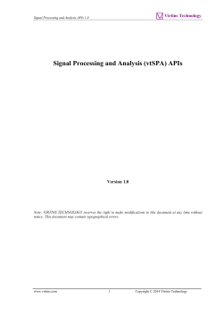 Signal Processing and Analysis (vtSPA) APIs Virtins Technology Version 1.0