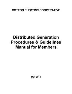 Distributed Generation Procedures &amp; Guidelines Manual for Members