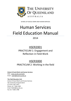 Human Services Field Education Manual HSER2001