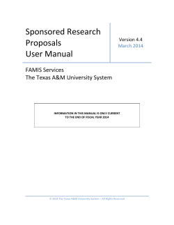 Sponsored Research Proposals User Manual