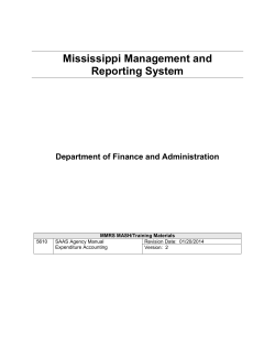 Mississippi Management and Reporting System Department of Finance and Administration