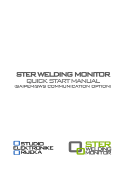 STER WELDING MONITOR  QUICK START MANUAL (SAIPEM/SWS COMMUNICATION OPTION)