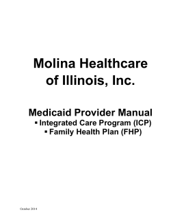 Molina Healthcare of Illinois, Inc.  Medicaid Provider Manual