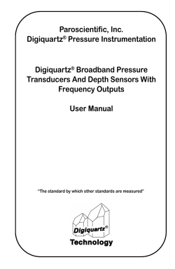 Paroscientific, Inc. Digiquartz Pressure Instrumentation Broadband Pressure
