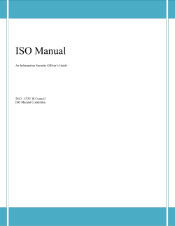 ISO Manual An Information Security Officer’s Guide 2013 - COV IS Council