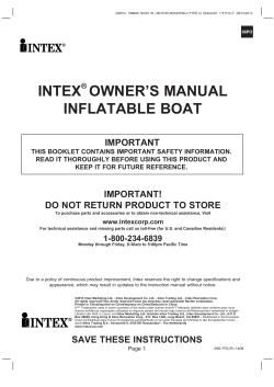 INTEX OWNER’S MANUAL INFLATABLE BOAT
