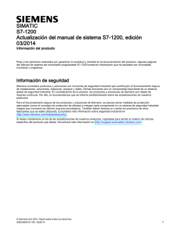 SIMATIC S7-1200 Actualización del manual de sistema S7-1200, edición 03/2014