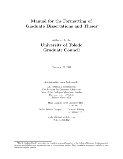 Manual for the Formatting of Graduate Dissertations and Theses University of Toledo