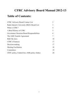 CFRC Advisory Board Manual 2012-13 Table of Contents: