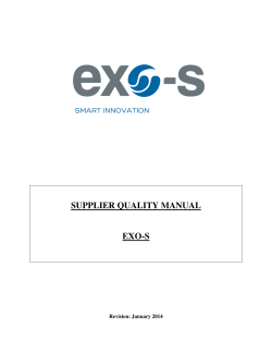 SUPPLIER QUALITY MANUAL  EXO-S Revision: January 2014