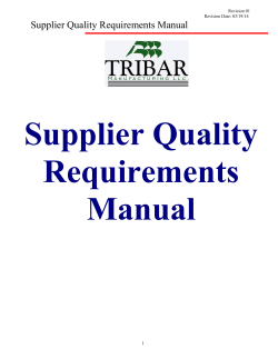 Supplier Quality Requirements Manual Supplier Quality Requirements Manual