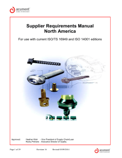 Supplier Requirements Manual North America