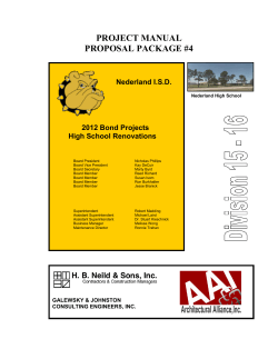 PROJECT MANUAL PROPOSAL PACKAGE #4 Nederland I.S.D. 2012 Bond Projects