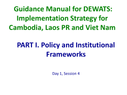 Guidance Manual for DEWATS: Implementation Strategy for PART I. Policy and Institutional