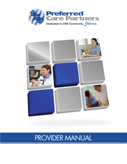 PROVIDER MANUAL . Yours Dedicated to ONE Community,