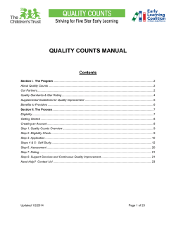 QUALITY COUNTS MANUAL Contents
