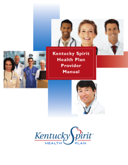 Kentucky Spirit Health Plan Provider Manual