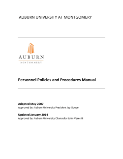 AUBURN UNIVERSITY AT MONTGOMERY Personnel Policies and Procedures Manual  Adopted May 2007