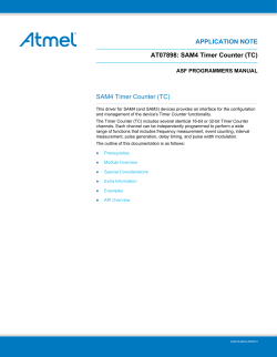 APPLICATION NOTE AT07898: SAM4 Timer Counter (TC) SAM4 Timer Counter (TC)