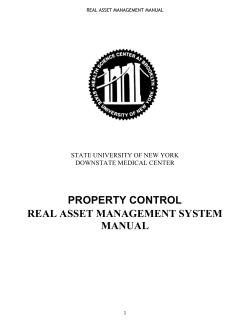 PROPERTY CONTROL REAL ASSET MANAGEMENT SYSTEM MANUAL