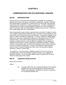 CHAPTER 4 COMPENSATION FOR OCCUPATIONAL DISEASE #25.00 INTRODUCTION
