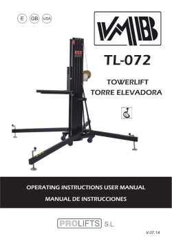 TL-072 TOWERLIFT TORRE ELEVADORA OPERATING INSTRUCTIONS USER MANUAL