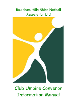 Club Umpire Convenor Information Manual Baulkham Hills Shire Netball Association Ltd