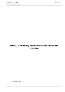 NXLOG Community Edition Reference Manual for v2.8.1248 Ed. v2.8.1248 NXLOG Community Edition