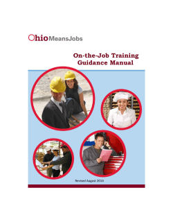On-the-Job Training Guidance Manual  Revised August 2014