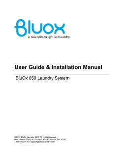 User Guide &amp; Installation Manual BluOx 650 Laundry System