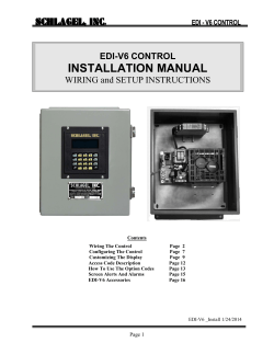 INSTALLATION MANUAL SCHLAGEL, INC. WIRING and SETUP INSTRUCTIONS