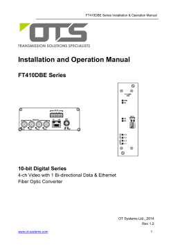 Installation and Operation Manual FT410DBE Series  10-bit Digital Series