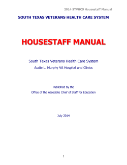 HOUSESTAFF MANUAL SOUTH TEXAS VETERANS HEALTH CARE SYSTEM