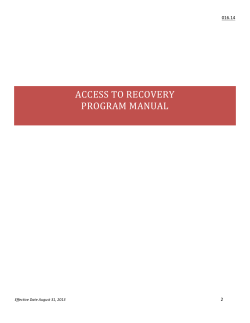 ACCESS TO RECOVERY PROGRAM MANUAL 016.14