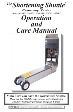 Operation and Care Manual Shortening Shuttle