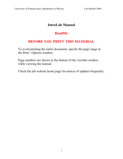 ReadMe BEFORE YOU PRINT THIS MATERIAL IntroLab Manual