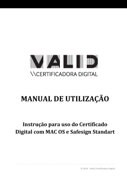 MANUAL DE UTILIZAÇÃO Instrução para uso do Certificado