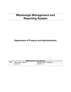 Mississippi Management and Reporting System Department of Finance and Administration