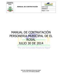 MANUAL DE CONTRATACIÓN PERSONERIA MUNICIPAL DE EL ROSAL JULIO 30 DE 2014