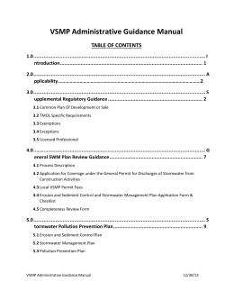 VSMP Administrative Guidance Manual TABLE OF CONTENTS