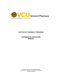DOCTOR OF PHARMACY PROGRAM  EXPERIENTIAL EDUCATION MANUAL