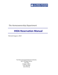 IHDA Reservation Manual The Homeownership Department r Revised August, 2014